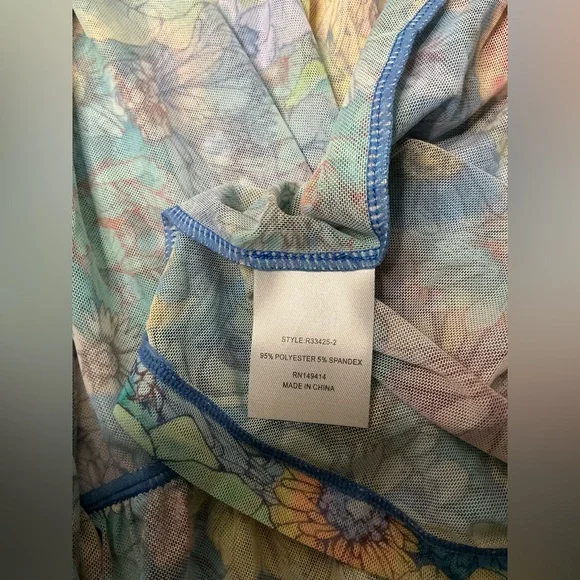 Johnny Was Florentina Mesh Tiered Slip Dress Multi Floral Size Medium - Picture 13 of 16